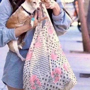 Huge Free People Cloth Linen Purse Tote Shoulder Bag Wide Strap